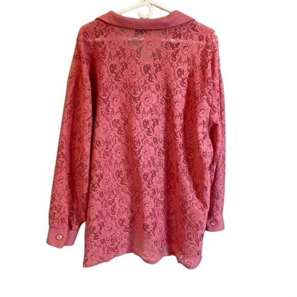 Fashion Formulas Pink Lace Button Up Women’s Top Plus Size 3X - Picture 5 of 8